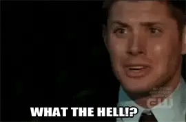 Dean Winchester What GIF - Horror Hating Man with a shocked expression saying 'What the hell?' in a meme-style image